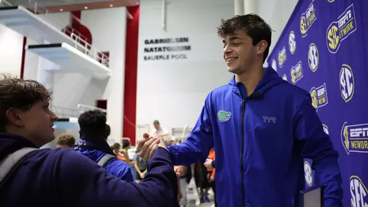 during the Gators' meet at SEC Championships Day 4 on Thursday, February 20, 2025 at the Gabrielsen Natatorium in Athens, GA / UAA Communications photo by Bryce Mitchell