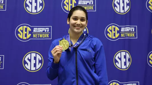 during the Gators' meet at SEC Championships Day 1 on Monday, February 17, 2025 at the Gabrielsen Natatorium in Athens, GA / UAA Communications photo by Bryce Mitchell