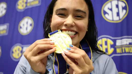 during the Gators' meet against at SEC Championships Day 5 on Friday, February 21, 2025 at the Gabrielsen Natatorium in Athens, GA / UAA Communications photo by Bryce Mitchell