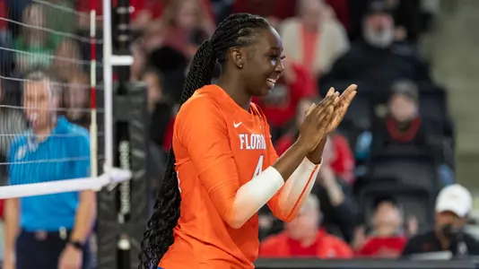during the Gators' match against the Georgia Bulldogs on Saturday, November 30, 2024 at Stegeman Coliseum in Athens, GA / UAA Communications photo by Jessica Gratigny