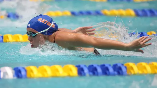 during the Gators' meet against at SEC Championships Day 5 on Friday, February 21, 2025 at the Gabrielsen Natatorium in Athens, GA / UAA Communications photo by Bryce Mitchell