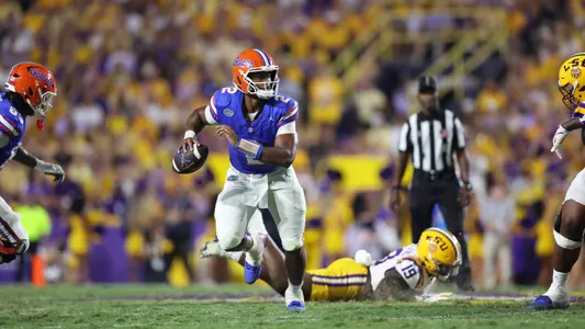during the Gators' game against the LSU Tigers on Saturday, September 13, 2025 at Tiger Stadium in Baton Rouge, La. / UAA Communications photo by Maddie Washburn