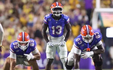 during the Gators' game against the LSU Tigers on Saturday, September 13, 2025 at Tiger Stadium in Baton Rouge, La. / UAA Communications photo by Maddie Washburn