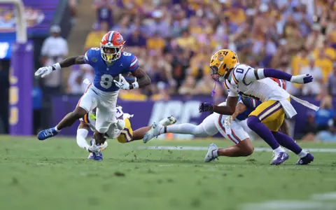 during the Gators' game against the LSU Tigers on Saturday, September 13, 2025 at Tiger Stadium in Baton Rouge, La. / UAA Communications photo by Maddie Washburn