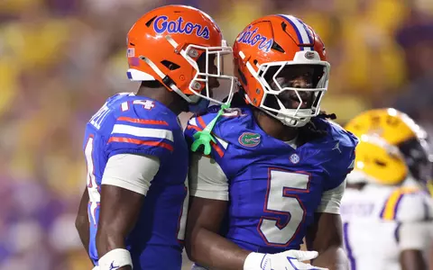 during the Gators' game against the LSU Tigers on Saturday, September 13, 2025 at Tiger Stadium in Baton Rouge, La. / UAA Communications photo by Maddie Washburn