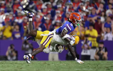 during the Gators' game against the LSU Tigers on Saturday, September 13, 2025 at Tiger Stadium in Baton Rouge, La. / UAA Communications photo by Maddie Washburn