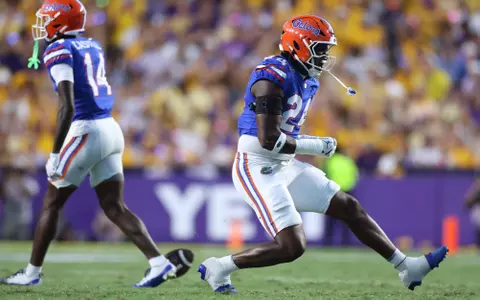 during the Gators' game against the LSU Tigers on Saturday, September 13, 2025 at Tiger Stadium in Baton Rouge, La. / UAA Communications photo by Maddie Washburn