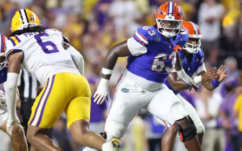 during the Gators' game against the LSU Tigers on Saturday, September 13, 2025 at Tiger Stadium in Baton Rouge, La. / UAA Communications photo by Maddie Washburn