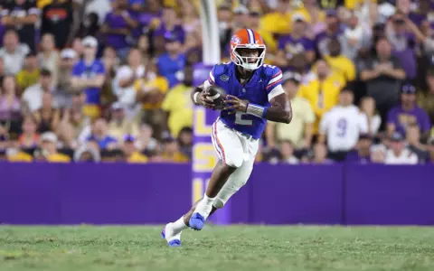 during the Gators' game against the LSU Tigers on Saturday, September 13, 2025 at Tiger Stadium in Baton Rouge, La. / UAA Communications photo by Maddie Washburn