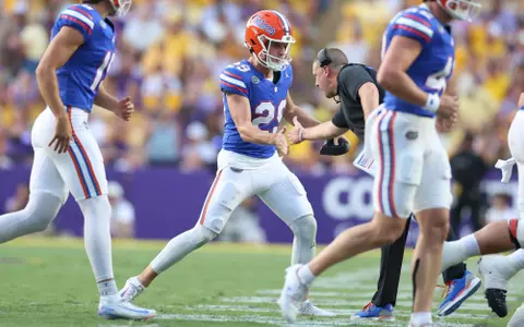 during the Gators' game against the LSU Tigers on Saturday, September 13, 2025 at Tiger Stadium in Baton Rouge, La. / UAA Communications photo by Maddie Washburn