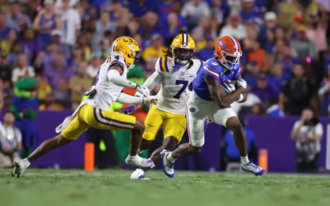 during the Gators' game against the LSU Tigers on Saturday, September 13, 2025 at Tiger Stadium in Baton Rouge, La. / UAA Communications photo by Maddie Washburn
