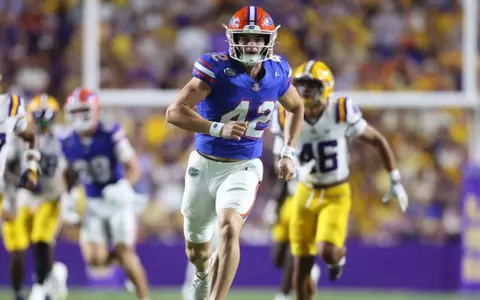 during the Gators' game against the LSU Tigers on Saturday, September 13, 2025 at Tiger Stadium in Baton Rouge, La. / UAA Communications photo by Maddie Washburn