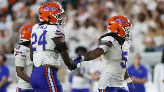 during the Gators' game against the Hurricanes on Saturday, September 20, 2025 at Hard Rock Stadium in Miami Gardens, Fla. / UAA Communications photo by Madilyn Gemme