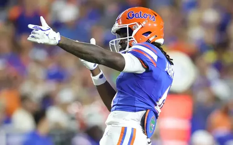 during the Gators' game against the Sharks on Saturday, August 30, 2025 at Ben Hill Griffin Stadium in Gainesville, Fla. / UAA Communications photo by Madilyn Gemme