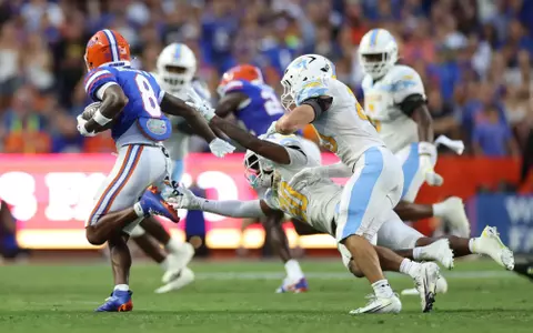 during the Gators' game against the LIU Sharks on Saturday, August 30, 2025 at Ben Hill Griffin Stadium in Gainesville, Fla. / UAA Communications photo by Maddie Washburn