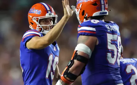 during the Gators' game against the LIU Sharks on Saturday, August 30, 2025 at Ben Hill Griffin Stadium in Gainesville, Fla. / UAA Communications photo by Maddie Washburn