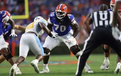 during the Gators' game against the LIU Sharks on Saturday, August 30, 2025 at Ben Hill Griffin Stadium in Gainesville, Fla. / UAA Communications photo by Jordan Perez