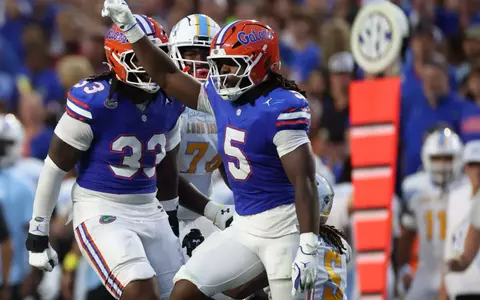during the Gators' game against the LIU Sharks on Saturday, August 30, 2025 at Ben Hill Griffin Stadium in Gainesville, Fla. / UAA Communications photo by Maddie Washburn