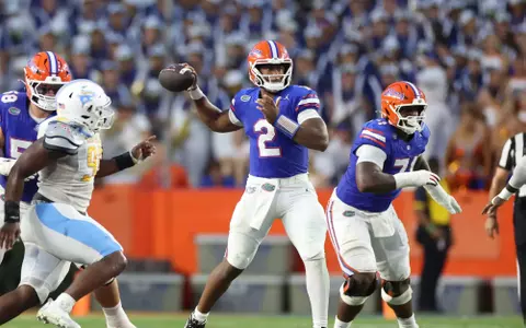 during the Gators' game against the LIU Sharks on Saturday, August 30, 2025 at Ben Hill Griffin Stadium in Gainesville, Fla. / UAA Communications photo by Maddie Washburn