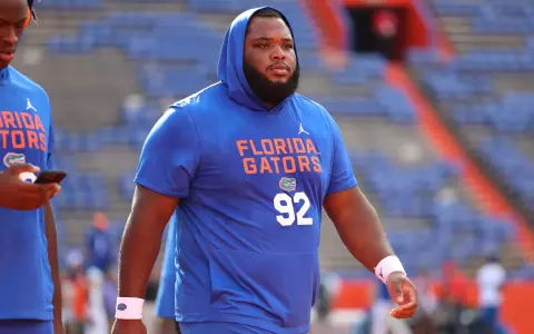 during the Gators' game against the LIU Sharks on Saturday, August 30, 2025 at Ben Hill Griffin Stadium in Gainesville, Fla. / UAA Communications photo by Jordan Perez