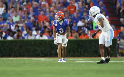during the Gators' game against the LIU Sharks on Saturday, August 30, 2025 at Ben Hill Griffin Stadium in Gainesville, Fla. / UAA Communications photo by Jordan Perez