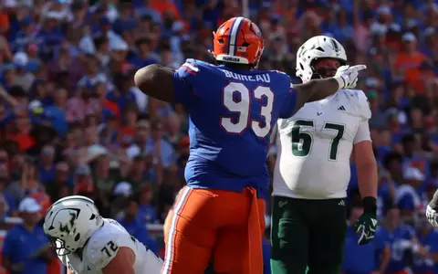 during the Gators' game against the Bulls on Saturday, September 6, 2025 at Ben Hill Griffin Stadium in Gainesville, Fla. / UAA Communications photo by Dylan Cannella