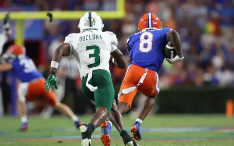 during the Gators' game against the Bulls on Saturday, September 6, 2025 at Ben Hill Griffin Stadium in Gainesville, Fla. / UAA Communications photo by Nicole Scharff