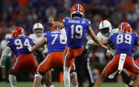during the Gators' game against the Bulls on Saturday, September 6, 2025 at Ben Hill Griffin Stadium in Gainesville, Fla. / UAA Communications photo by Nicole Scharff