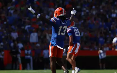 during the Gators' game against the Bulls on Saturday, September 6, 2025 at Ben Hill Griffin Stadium in Gainesville, Fla. / UAA Communications photo by Dylan Cannella