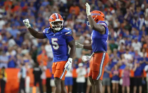 during the Gators' game against the USF Bulls on Saturday, September 6, 2025 at Ben Hill Griffin Stadium in Gainesville, Fla. / UAA Communications photo by Maddie Washburn