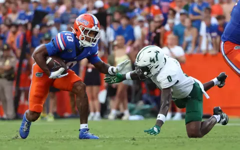 during the Gators' game against the Bulls on Saturday, September 6, 2025 at Ben Hill Griffin Stadium in Gainesville, Fla. / UAA Communications photo by Madilyn Gemme
