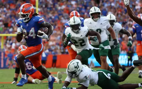 during the Gators' game against the Bulls on Saturday, September 6, 2025 at Ben Hill Griffin Stadium in Gainesville, Fla. / UAA Communications photo by Madilyn Gemme