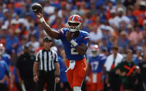 during the Gators' game against the Bulls on Saturday, September 6, 2025 at Ben Hill Griffin Stadium in Gainesville, Fla. / UAA Communications photo by Nicole Scharff