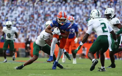 during the Gators' game against the Bulls on Saturday, September 6, 2025 at Ben Hill Griffin Stadium in Gainesville, Fla. / UAA Communications photo by Madilyn Gemme