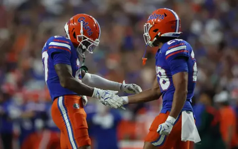 during the Gators' game against the Bulls on Saturday, September 6, 2025 at Ben Hill Griffin Stadium in Gainesville, Fla. / UAA Communications photo by Nicole Scharff