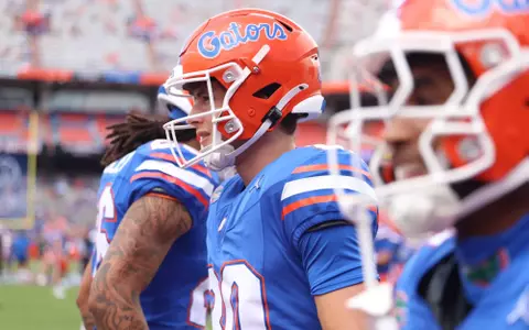 during the Gators' game against the USF Bulls on Saturday, September 6, 2025 at Ben Hill Griffin Stadium in Gainesville, Fla. / UAA Communications photo by Maddie Washburn