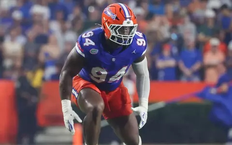 during the Gators' game against the USF Bulls on Saturday, September 6, 2025 at Ben Hill Griffin Stadium in Gainesville, Fla. / UAA Communications photo by Maddie Washburn