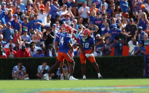 during the Gators' game against the Bulls on Saturday, September 6, 2025 at Ben Hill Griffin Stadium in Gainesville, Fla. / UAA Communications photo by Nicole Scharff