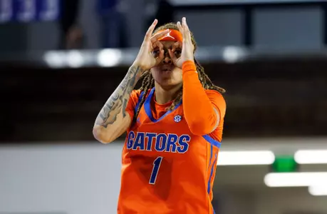 Jade Weathersby celebrates a basket against No. 7/9 Kentucky with "okay" goggles