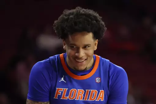 during the Gators' game against the Oklahoma Sooners on Tuesday, January 13, 2026 at Lloyd Noble Center in Norman, Okla. / UAA Communications photo by Maddie Washburn