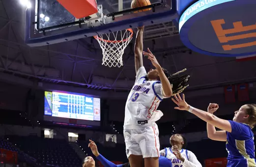 Laila Reynolds lays one in against Tulsa