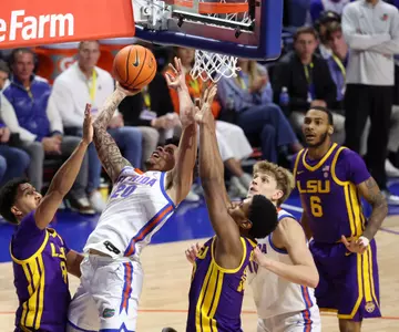 during the Gators' game against the LSU Tigers on Tuesday, January 20, 2026 at Exactech Arena at the Stephen C. O'Connell Center in Gainesville, FL / UAA Communications photo by Maddie Washburn