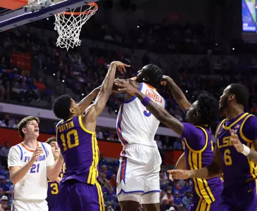 during the Gators' game against the LSU Tigers on Tuesday, January 20, 2026 at Exactech Arena at the Stephen C. O'Connell Center in Gainesville, FL / UAA Communications photo by Maddie Washburn