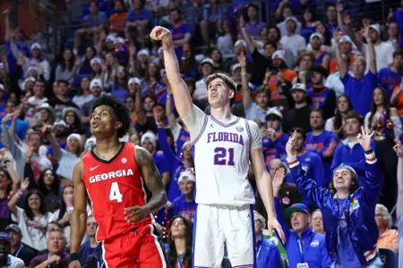 during the Gators' game against the Georgia Bulldogs on Tuesday, January 6, 2026 at Exactech Arena at the Stephen C. O'Connell Center in Gainesville, FL / UAA Communications photo by Hannah White