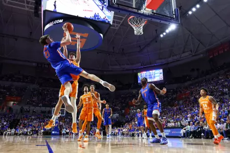 during the Gators' game against the Tennessee Volunteers on Saturday, January 10, 2026 at Exactech Arena at the Stephen C. O'Connell Center in Gainesville, FL / UAA Communications photo by Hannah White