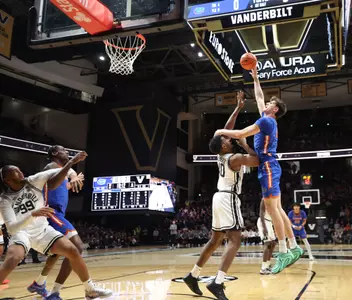during the Gators' game against the Vanderbilt Commodores on Saturday, January 17, 2026 at Exactech Arena at the Stephen C. O'Connell Center in Gainesville, FL / UAA Communications photo by Maddie Washburn