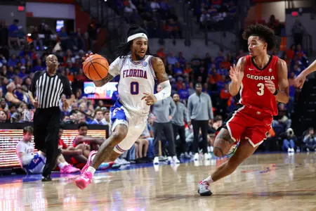 during the Gators' game against the Georgia Bulldogs on Tuesday, January 6, 2026 at Exactech Arena at the Stephen C. O'Connell Center in Gainesville, FL / UAA Communications photo by Hannah White