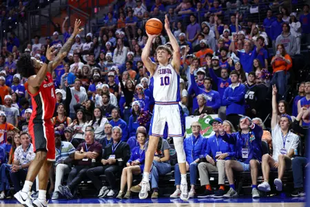 during the Gators' game against the Georgia Bulldogs on Tuesday, January 6, 2026 at Exactech Arena at the Stephen C. O'Connell Center in Gainesville, FL / UAA Communications photo by Hannah White