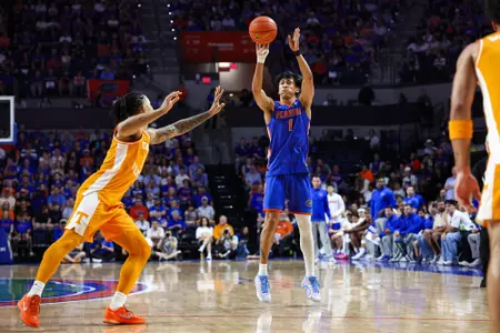 during the Gators' game against the Tennessee Volunteers on Saturday, January 10, 2026 at Exactech Arena at the Stephen C. O'Connell Center in Gainesville, FL / UAA Communications photo by Hannah White