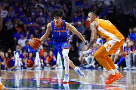 during the Gators' game against the Tennessee Volunteers on Saturday, January 10, 2026 at Exactech Arena at the Stephen C. O'Connell Center in Gainesville, FL / UAA Communications photo by Hannah White